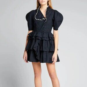 Ulla Johnson Linnea Embroidered Floral Puff Sleeve Tiered Ruffle Mini dress 6